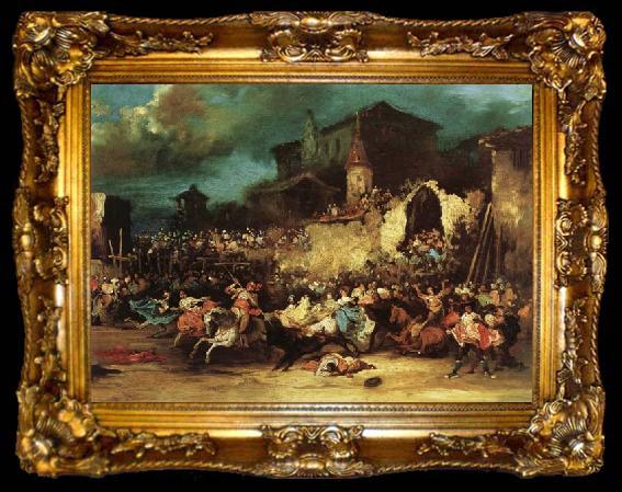 framed  Eugenio Lucas Velazquez Village Bullfight, ta009-2